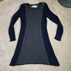 M. Rena Navy Jacquard Long Sleeve Sweater Dress.  Size Small
